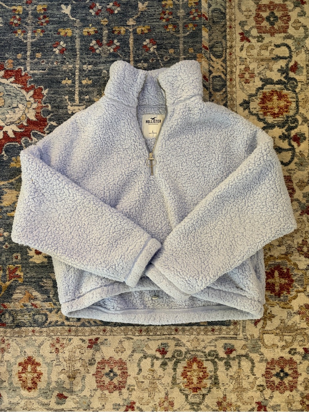Hollister light Blue Sherpa Quarter-Zip Jacket